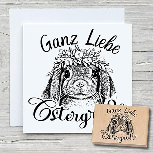NEWSTAMPS Stempel Ganz liebe Ostergrüße Motivstempel groß aus Holz & Gummi zum Karten und Geschenke basteln, Holzstempel für Osterkarte, Grußkarte, Scrapbook, Textilstempel, Deko, Kinder