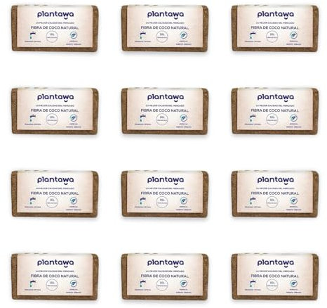 PLANTAWA Fibra di cocco 120L, 10L x 12 blocchi substrato di cocco, fibra di cocco naturale, terra per piante uso orto urbano terrario piante all'aperto torba per vasi