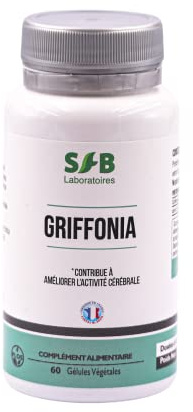 SFB Laboratoires - Griffonia - Contribue à Améliorer l'Activité Cérébrale - Stimule le Taux de Sérotonine - Régule l'Humeur et l'Energie - Régule l'Appétit - 60 gélules végétales