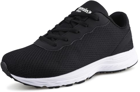 Knixmax Outdoor Wide Fit Trainers for Man Classic Running Shoes Athletic Gym Sneakers Lightweight Breathable Comfortable Unisex Black Men UK8-EU42