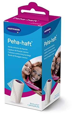 Molicare Peha-haft, Venda Elástica Autoadhesiva y Cohesiva, para la Sujeción de Compresas y Gasas Estériles, Estabilizan Músculos y Articulaciones, Permeable y Transpirable, Color Blanca (10cm x 4m)