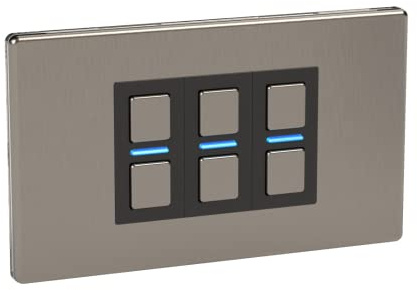 Lightwave LP23MK2 Smart Dimmer with Energy Monitoring, 3 Gang, Stainless Steel - Works with Alexa, Google Assistant, HomeKit. iOS & Android Compatible