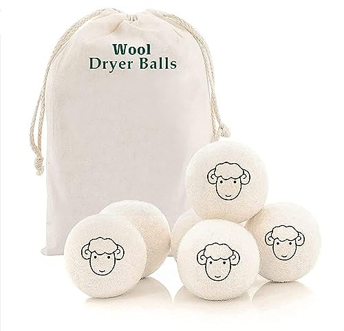 Wool Dryer Balls, 6pcs Tumble Dryer Balls, Fabric Softener Laundry Wool Dryer Balls Reusable, Wool Tumble Dryer Balls, Reduces Clothing Wrinkles, for Laundry to Reduce Drying Time, Sheep Pattern