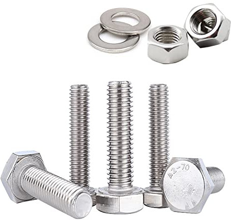 JDMA 20 Stück M8x25 Edelstahl Sechskantschrauben mit Muttern und Unterlegscheiben Federring Sechskant Schrauben Maschinenschrauben Gewindeschrauben DIN 933, Sechskantschraube mit Reine Gewinde(M8X25)