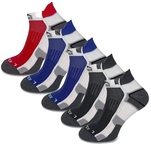More Mile Miami 5 Pack Mens Running Socks Cushioned Anti Blister Breathable