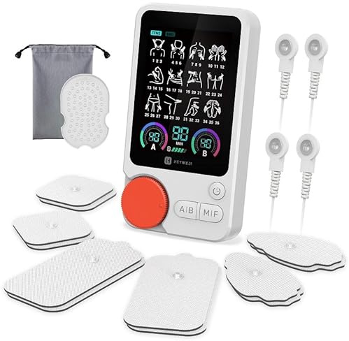 Risparmio massimo con lo stimolatore muscolare HEYIKEJI Dual Channel EMS TENS: 72 modalità, 40 livelli di intensità, terapia mirata per il sollievo dal dolore, portatile ed efficiente (Bianco)