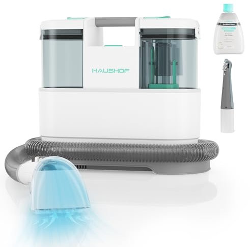 HAUSHOF StainZapper Pro Waschsauger Teppichreiniger, 450W 12kPa Polsterreiniger 1,5+0,8L mit Reinigungsmittel & Fugenbürste, Fleckenreiniger für Teppich, Sofa, Polster, Auto