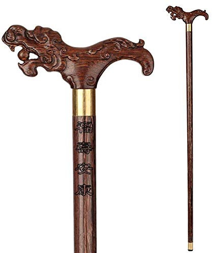 Canne de Marche en Bois menant Les Personnes âgées, béquilles en séquoia, poignée en Bois Massif antidérapante (C) Safehappy