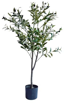 Valyria Home | Olivo Artificial 120 cm – Planta Artificial Realista con Hojas y Aceitunas – Ideal para Decoración de Hogar y Oficina – Árbol Frutal de Plástico - Olivo Sintético
