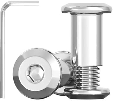 20 stycken anslutningsskruvar M8 x 20 mm, hylsskruvar, rostfritt stål A2 V2A, möbelskruvar, skåpkontakt med sexkantsnyckel för skåp, träbräda