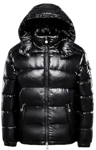 Dvbfufv Manteau d'hiver en duvet pour homme - Manteau d'automne à capuche épais et chaud - Vêtement de luxe pour homme, Noir , S