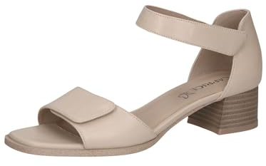 CAPRICE Sandali da donna in pelle con tacco a trapezio, Crema (Offwhite Nappa), 37 EU