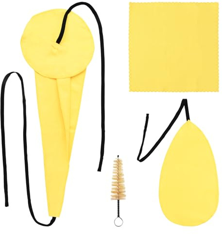 Saxophone Cleaning Kit, Alto Sax Cleaning Kit with Saxophone Cleaning Cloth, Sax Neck Cleaning Swab, Mouthpiece Brush, Dusting Brush for Flute and Woodwind Instruments, Yellow
