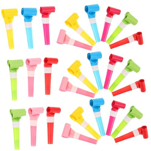 UKCOCO 60 piezas Silbatos de Fiesta para Colores Sólidos Juguetes de Ruido Plástico para Animación y Celebraciones Infantiles para Cumpleaños Deportivos Color Aleatorio Color Aleatorio