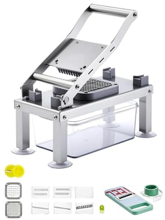 KiBcsLic Affettaverdure Taglia Patate Grattugia per Formaggio Tritacipolle Manuale per Affettare E Tagliare a Cubetti Adatto per Cuochi Casalinghi, con 9 Lame