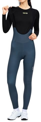 INBIKE Fahrradhose Damen Lang Gefüttert Winter Thermo mit Taschen Trägerhosen Gepolstert Radlerhose mit Trägern Atmungsaktiv Elastisch für Radsport M