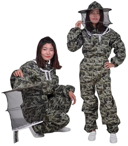 Beekeeper Suit for Beekeepers Beekeeping Supplies Protective Clothing Jacket Pants Veil Bee Protecting Dress Suit(XL)