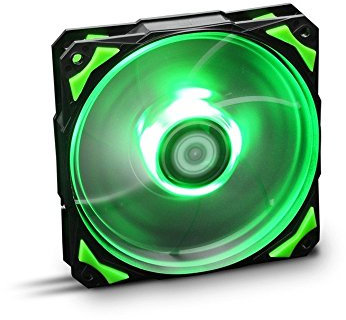 Nox Hummer H-FAN -NXHUMMERF120LG- Ventilador para Caja PC 120mm, LEDs brillantes, 7 aspas traslúcidas, rodamientos hidráulicos, esquinas soporte goma, color verde - negro