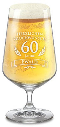 AMAVEL Bierglas mit Gravur zum 60. Geburtstag – Personalisiert mit [Name] – Pilstulpe – Geburtstagsgeschenke für Männer und Frauen – Geschenkidee zum Geburtstag – Männergeschenke – Füllmenge: 400 ml