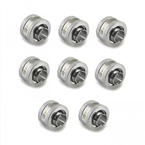 XSPC G1/4 Compression Fitting 3/8 ID 1/2 OD 13/10mm V2 Pack of 8 Chrome