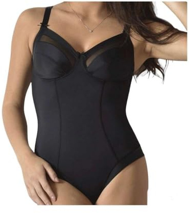 Frames Body contenitivo in microfibra con inserti in tulle senza ferretto Coppa C Art. B485 (Nero, 6)
