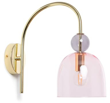 LEDKIA LIGHTING - Lámpara de Pared Baudelaire | Diseño Elegante Vintage | Compatible con Bombilla E14 | Cristal y Metal Duradero | Ideal para Salón y Dormitorio, Rosa, Cristal