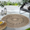 HomebyHome In & Outdoor Teppich Wetterfest Rund 200 cm Schwarz, Sisal und Jute Optik Balkon Teppich Wasserfest - Teppich Küche, Waschbarer Greek Design Camping Garten Terasse Outdoorteppich