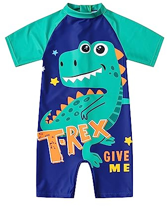 Ewbob Boy Swimsuit Sun Protection Short Sleeve Swimwear,C1-005,4-5Y