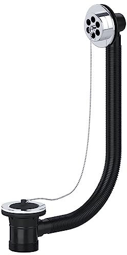 SPARES2GO Bouchon de trop-plein et chaîne pour baignoire 40 mm (argenté)