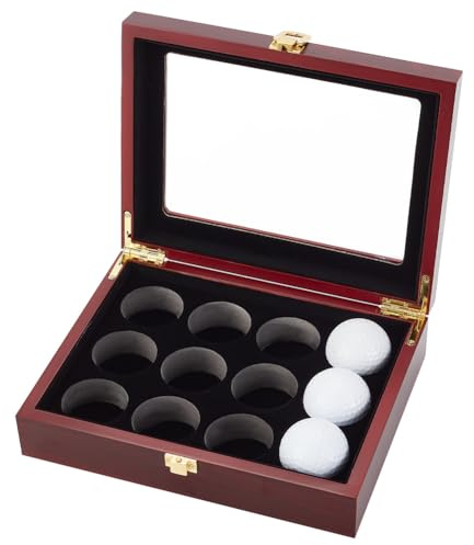 OLYCRAFT Présentoir de balles de Golf 12 Trous Présentoir en Bois pour balles de Golf Boîte de Rangement Vitrine en Bois pour balles de Golf Armoire pour Collection de balles de Golf- 220x170x63mm