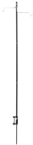VGEBY Camping Lantern Stand, Lightweight Aluminium Alloy Folding Hanging Pole with Ground Stakes & Adjustable Hook for Outdoor(Black)