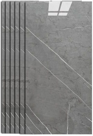 H-basics Klebefliesen Marmor Design 10 Stück - 60cm x 30cm, 3D Fliesenaufkleber, Selbstklebend, Küchenrückwand (Grau)