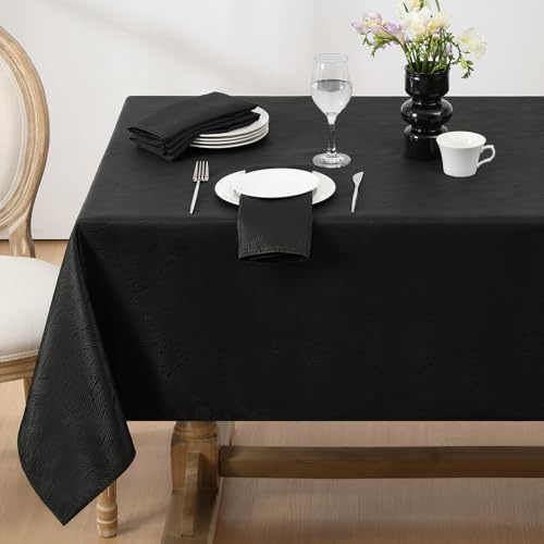 Softalker Mantel Mesa Rectangular 240x140 cm Antimanchas de Jacquard a Rayas Manteles Exterior Repelente al Agua Manteles Negro Protector Centro de Mesa Comedor Decoracion para Comedor,Cocina,Jardín