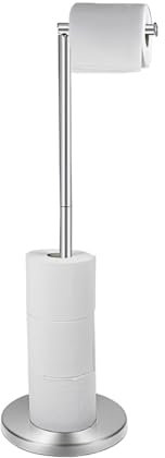 Toilet Roll Holder Free Standing, with Heavy Base, Stainless Steel Toilet Paper Holder Stand, Storages 5 Reserve Rolls, for Bathroom & Toilet Spare Rolls Storage