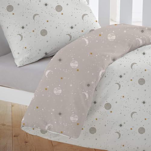 Silentnight Safe Nights Cot Bed Duvet Set - Breathable 100% Cotton Jersey - Super Soft Kind to Skin - Duvet Cover & Pillowcase for Toodler Child Junior Quilt - 150x120cm - Hypoallergenic, Celestial
