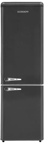 SCHOEPF – RKG265B Kühl-Gefrierkombination – 249 L – Leise 41 dB – 4 Sterne Gefrierfach – Retro Design – Höhenverstellbare Füße – LED-Beleuchtung – 3 Glasablagen – Freistehend – Vintage Look