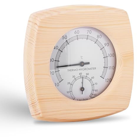Termoigrometro per sauna in legno, termometro e igrometro quadrato 2 in 1, misuratore di umidità in legno, alta precisione, accessori per sauna, igrometro per bagno turco