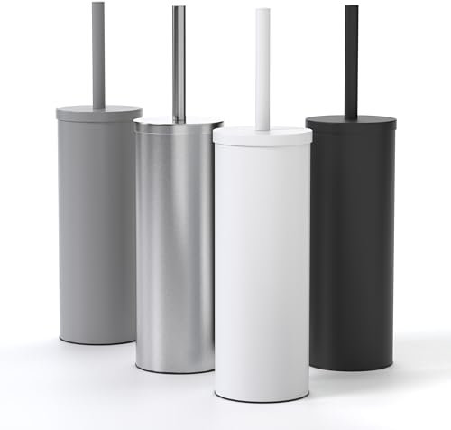 SAVEGA Silicone Toilet Brush Grey – Stainless Steel Toilet Brush with Holder and Protective Cover – Modern & Hygienic (Grey)