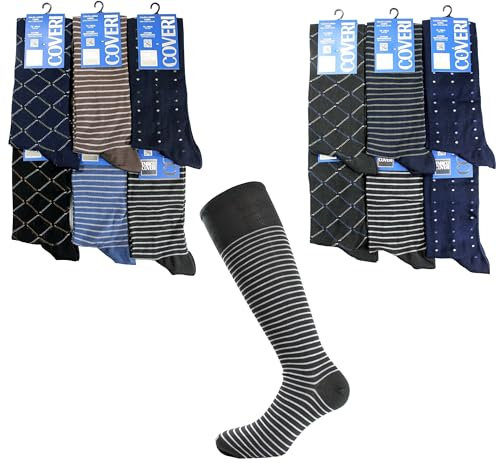 Enrico Coveri 6 calze LUNGHE Uomo fresco cotone mercerizzato, taglia unica, line 292 (IT, Testo, Taglia unica, Regular, Regular, Variante 2)