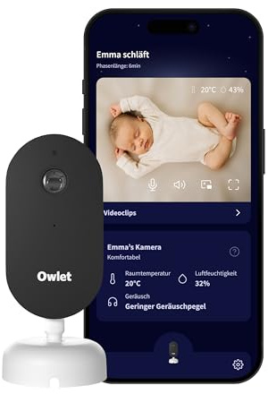 Owlet Dream Sight™ – Smart HD Video Baby Monitor with 2K Camera, Cry, Motion & Sound Alerts, Temp + Humidity Monitoring, Secure WiFi, 2-Way Talk, Compatible with Dream Sock