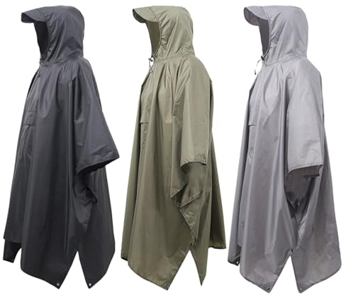 Poncho De Pluie Adulte Reutilisable, Poncho Impermeable Pliable Léger, Cape De Pluie Randonnée Respirante Avec Fermeture éclair, Veste De Pluies à Capuche Pour L'Extérieur Moto/Vélo Camping Voyage