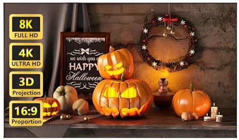 Pantalla de Proyección 80/100 Pulgadas con Marco Fijo, 16:9 2,5 Ganancia Pantalla de Proyector Montaje en Pared 4K/8K Ultra HD 3D for Cine en Casa(100in 16:9)