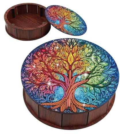 JISHSHAY Diamond Painting - Scatola di immagazzinaggio albero della vita, con pittura a diamante, con diamanti, per pittura a diamante, scatola di immagazzinaggio, albero del diamante, snack box, fai