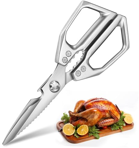 Kitchen Scissors for Food Japanese - Poultry Shears, Japanese All Purpose Heavy Duty for Chicken Wing/Bone, Meat, Quail, Fish, Turkey, Vegetables, Stainless Steel Cooking Aid Scissors, Dishwasher Safe