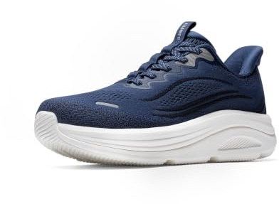 ALLSWIFIT Herr Slip On bred tå låda promenadskor handsfree barfota kudde löpning tennis båge stöd gym träning atletiska mode sneakers, BLÅ, 40 EU