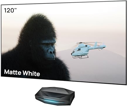 AWOL VISION Aetherion Pro + 120 Cinematic Screen Bundle - 4K UHD HDR10+ Dolby Vision & Atmos Ultra Short Throw Triple RGB Laser Projector for Home Cinema & Gaming