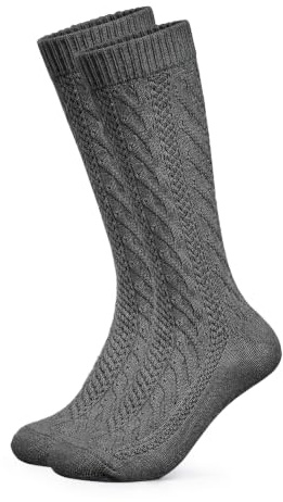 HerzSticht Chaussettes Longues Traditionnelles Bavaroise Homme lot de 1 (modèle: Bergdistel) Gris foncé 43-46
