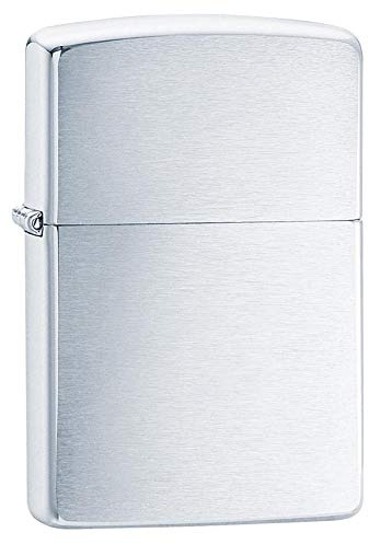 Zippo - Windproof Lighter, Brushed Chrome Armour Heavy Wall, Base Model, Refillable, Reusable, Windproof Design, Gift Box, Made in the USA