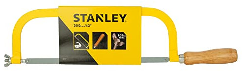 Stanley Metallbügelsäge (mit Holzgriff, 300 mm Klingenlänge, 95 mm Schnittleistung, 24 Zähne/Inch, Flügelmutter) 1-15-123