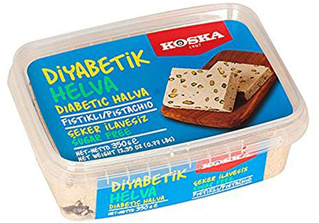 Koska Diabetic Halva (Halvah) Series - 350gr. - No Sugar Added - Sugarfree (Pistachio)